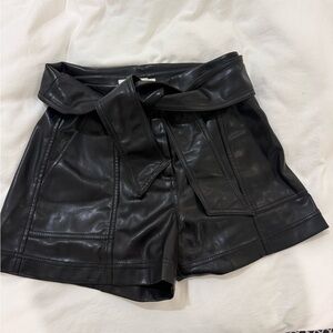 Jonathan Simkhai Black High Waist Leather Shorts